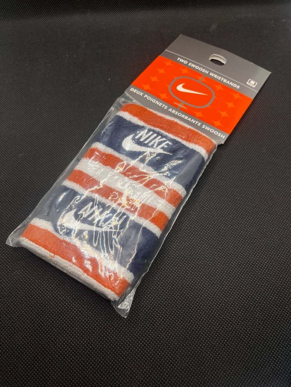 Vintage Nike Swoosh Wristbands Deadstock Striped Navy Orange White 90s Y2K Pack